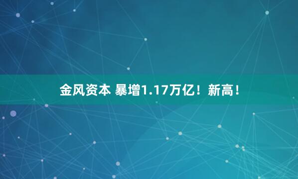 金风资本 暴增1.17万亿！新高！