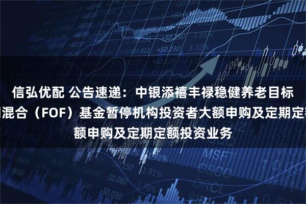 信弘优配 公告速递：中银添禧丰禄稳健养老目标一年持有期混合（FOF）基金暂停机构投资者大额申购及定期定额投资业务