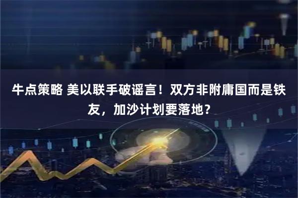牛点策略 美以联手破谣言！双方非附庸国而是铁友，加沙计划要落地？