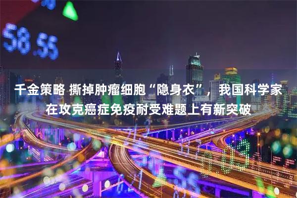 千金策略 撕掉肿瘤细胞“隐身衣”，我国科学家在攻克癌症免疫耐受难题上有新突破