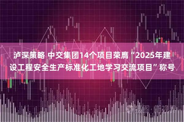 泸深策略 中交集团14个项目荣膺“2025年建设工程安全生产标准化工地学习交流项目”称号
